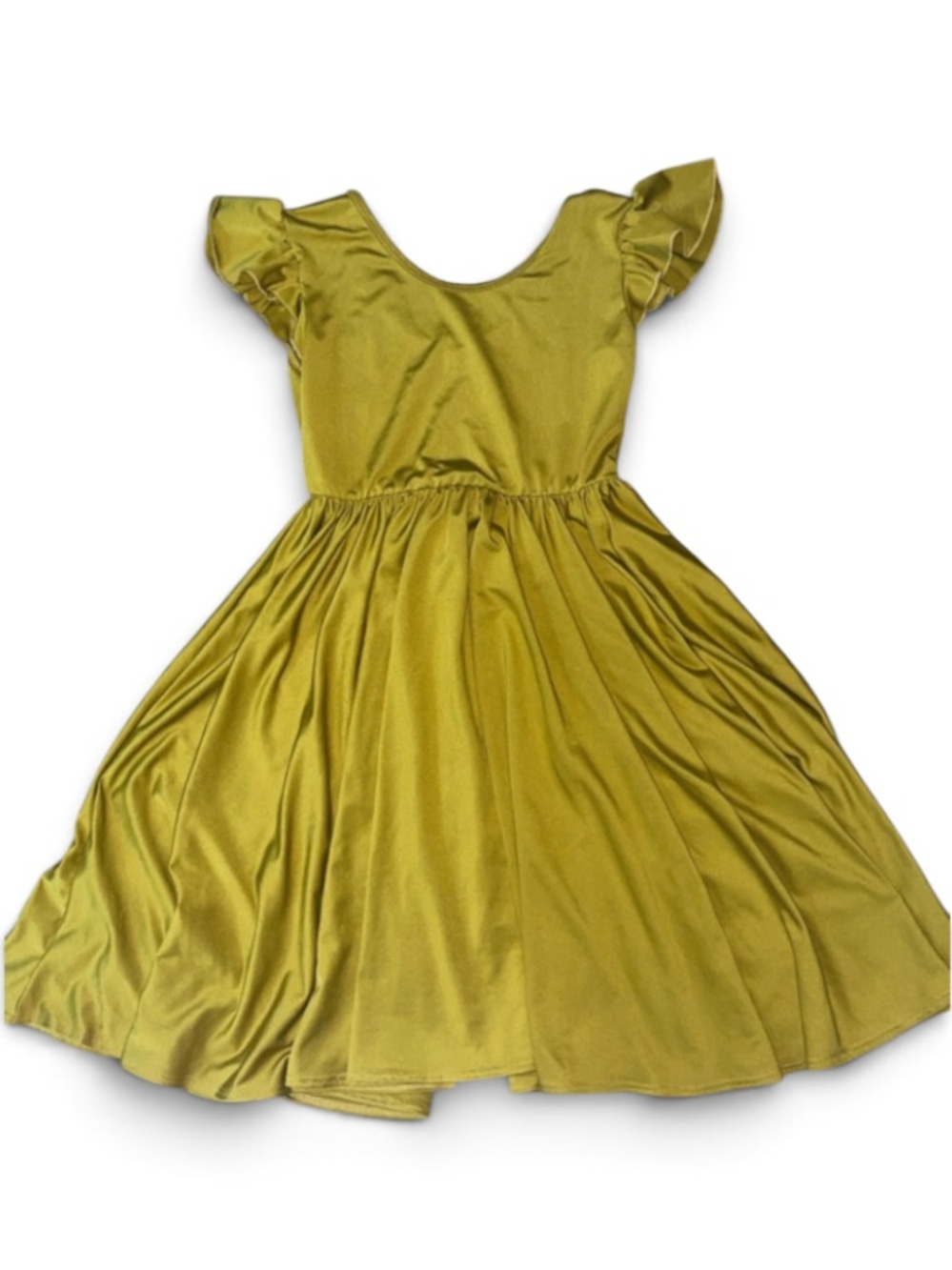 Dot Dot Smile mustard fit & flare twirly short sleeve dress